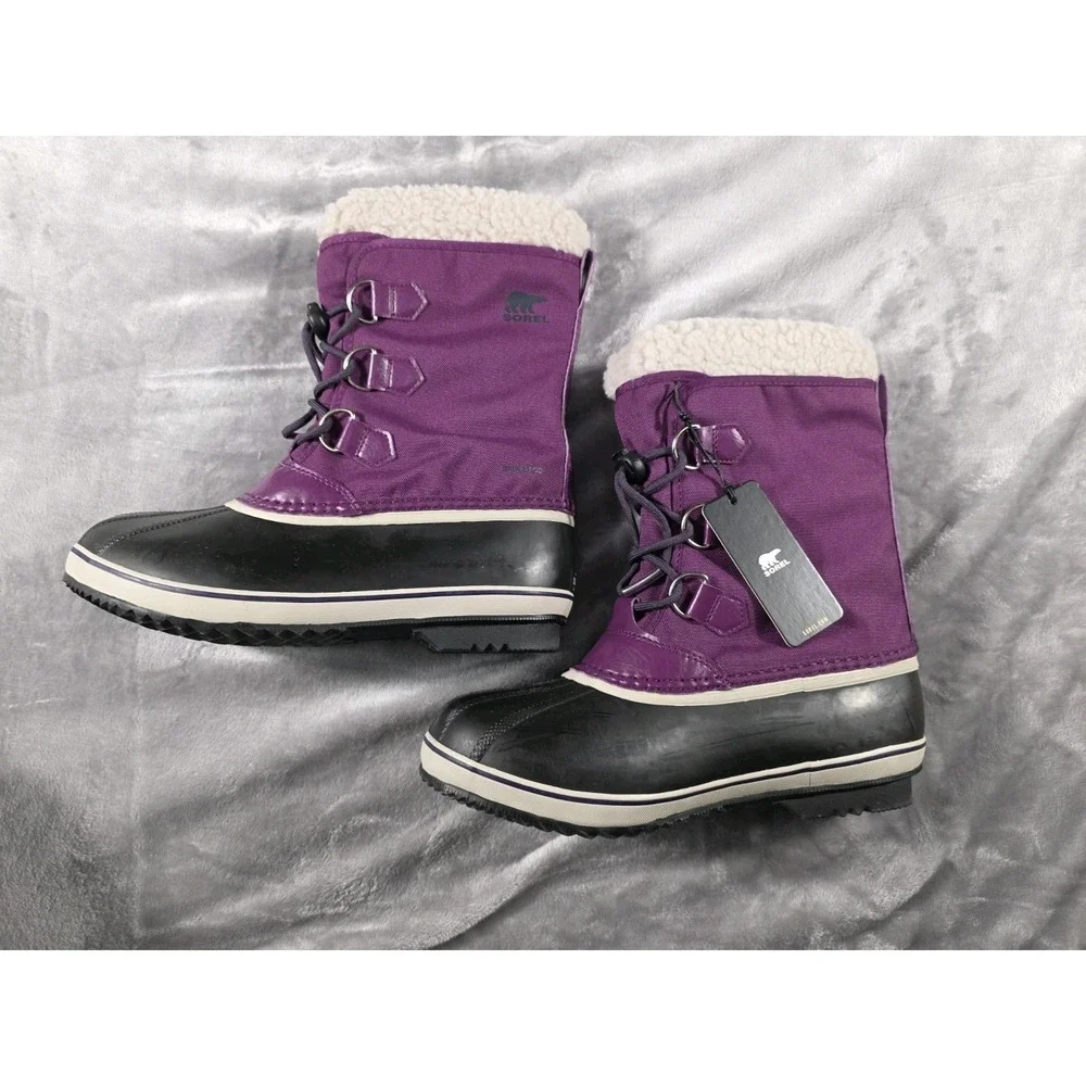 Sorel Yoot Pac Snow‎ Boots Youth 7 Purple Nylon Insulated Waterproof Womens 8.5
